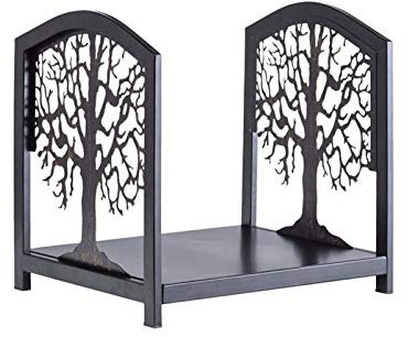 YUSHRO Legna da Ardere Log Rack, Nero Stile Europeo Legna Supporto di Stoccaggio Ferro Accessori per Caminetti Robusto Portalegna per Legna da Ardere Cestini Portalegna