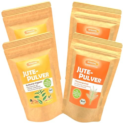 Frullato in polvere pacchetto vitale 2-plus-2 | 2 polveri di iuta originali e 2 polveri di juta zenzero di curcuma
