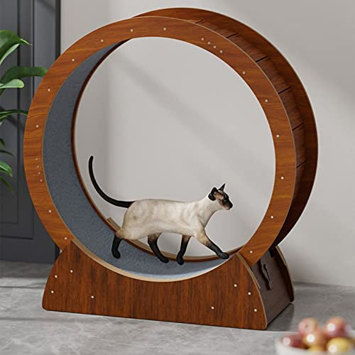 Ccsh Katzenlaufrad Braunes HDF-Katzenlaufband mit No-Gap-Design, Laufrad für Wohnungskatzen, Sicherheits-Klemmschutz Leises Katzenlaufrad - Gerät zum Abnehmen für Katzen (Size : L-88cm (34 5/8))