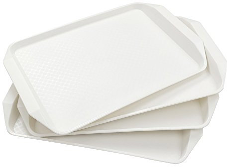 Lesbin 4-Pack Plastic Fast Food Serving Trays, Rectangular Cafeteria Tray, White