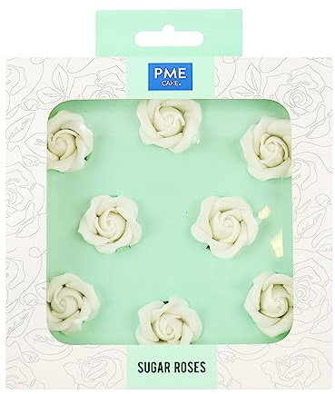 PME Rose di Zucchero Bianca Torta Decorazioni 32mm, 8 unità