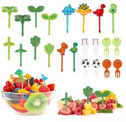 SURALIN 22 Pezzi Cartoon Forchette da Frutta Stuzzicadenti per Bambini Simpatici Mini Stuzzicadenti Stuzzicadenti da Frutta Riutilizzabili per Dessert
