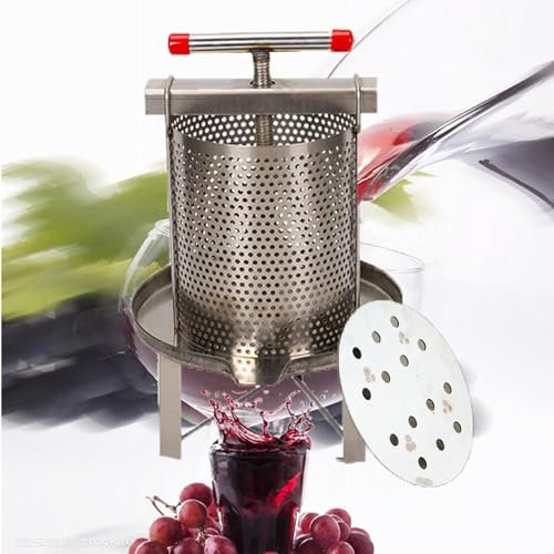 torchio per melanzaneTorchio per Vini di Frutta 13 Litri Torchietto Manuale Pressa per Succo di Frutta con Impugnatura Cestello in Acciaio Inossidabile(Color:2)