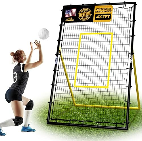 Apex Sports Verstellbares Volleyball-Rebounder-Netz, 2,1 x 1,2 m – Rückprall-Trainingsgerät mit Winkelanpassung zum Üben von Volleyfahren, Stoßen, Spiking – langlebig & tragbar mit Reisetasche