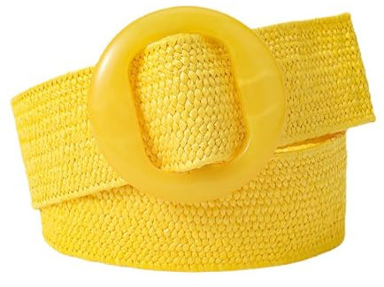NALANY Unisex Elastischer Stoffgürtel Geflochtener Stretchgürtel Dehnbarer Gürtel Damen Taillengürtel Breiter Wickelgürtel O Ring Runde Karabiner Schnalle(90cm/35.4, Yellow)