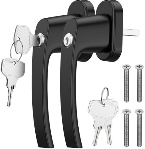 GETLITOOL Poignées de fenêtre verrouillables, 2 pièces, Serrure de fenêtre en Aluminium avec clés, poignée de fenêtre de sécurité de Longueur 35 mm, sécurité Enfant pour Porte de fenêtre, sécurité de