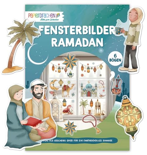 Pappersdrake, fönsterbilder Ramadan – 6 klistermärkesark – magisk dekoration – kärleksfullt illustrerad – individuellt användbar – festlig – set 01