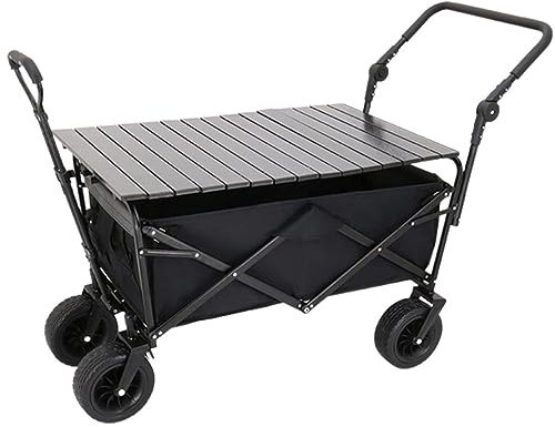 Faltbar Handwagen Bollerwagen Transportwagen Klappbarer Mehrzweckwagen Für Den Außenbereich Mit Tisch, Zusammenklappbarer Wagen, Mehrzweck-Gartenwagen, Rollender Einkaufswagen Faltbollerwagen Faltwage