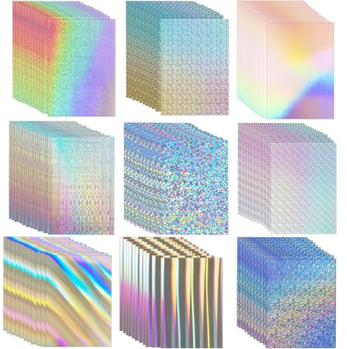 100 ark holografiska kort, 250 gsm/41,7 kg metalliskt glitter glänsande skimrande spegelpapper tjockt kortlager för hantverk, korttillverkning, festdekor, klippbokstillbehör, 21 x 29,7 cm
