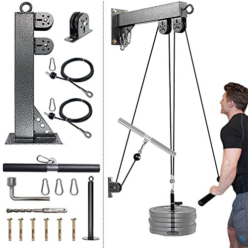 Fitness Wall Mount Pulley System, Weight Cable Pulley System for Gym, Lat Pull Down and Low Row Cable Machine, Cable Station Equipment