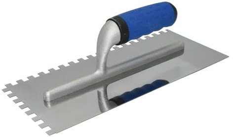 ZCHYTOOL Truelle à Dents en Acier Inoxydable 38x13cm, spatule enduit, Dents 8mm, Outils de Maçonnerie et pose de carrelage