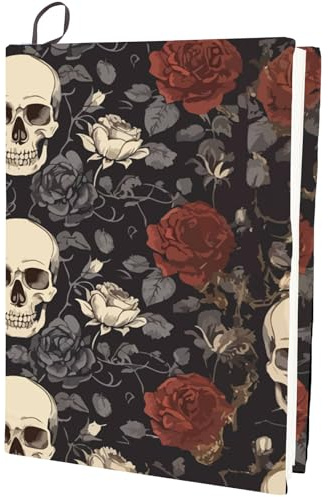 craspire Couverture de Livre Extensible en Tissu Élastique Noir Lavable et Réutilisable Motif Tête de Mort 9.8 x 15.8 Pouces Convient à la Plupart des Livres à Couverture Rigide