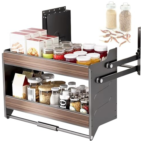 Scaffale da parete estraibile a 2 ripiani, pratico mobile da cucina per armadi superiori ideale per bar e caffetterie, scaffale da 85 cm