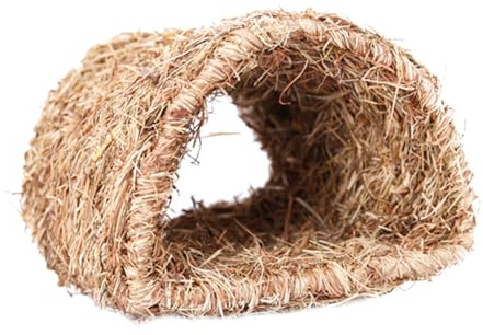 DOITOOL Nido per Animali Domestici in Paglia Intrecciata Tunnel a Forma di Coniglio, Giocattolo per Esercizi e Nascondiglio, Casa per Conigli e Piccoli Roditori, 22x20x16 Cm,