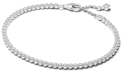 PANDORA Bracciale Tennis Donna Argento Zirconi 593927C01, 20 cm, Argento sterling, Zirconia cubica