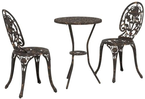 Genérico Set Bistro da Giardino 3 PCS Bronzo Alluminio,Bronzo,11.77kg,42002386