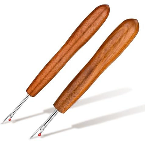 Easusy Seam Rippers, 2PCS Wood Handle Stitch Unpicker Tool, Quick Unpick