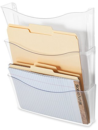 Rubbermaid Unbreakable Expandable Three-Pocket Wall File Set, Clear (65976)
