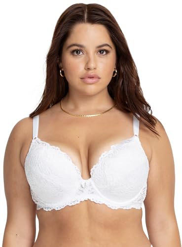 Smart & Sexy Women's Maximum Cleavage Underwire Push Up Bra, Available in Single and 2 Packs, White, 32 B