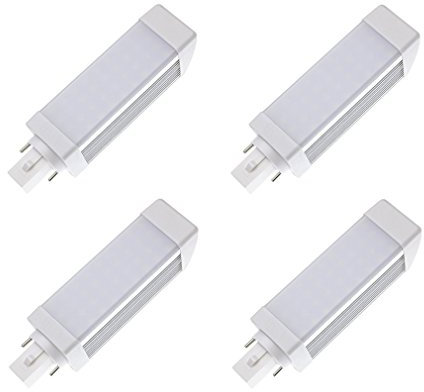 Masonanic Lot de 4 aluminium lampe G24 2-pins/Compact LED CFL lampe fluorescente, 7 W, 700lm 18 W CFL équivalent, Blanc naturel 4000 K, Milky Coque