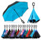 Jooayou Umdrehbarer Regenschirm mit 2 Flächen, C-förmiger Griff, rückseitig faltbarer Regenschirm, Anti-UV, winddicht, Reise-Regenschirm mit Tragetasche, damen, hellblau