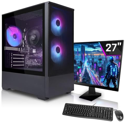 SYSTEMTREFF Office Komplett PC Set - Intel Core Ultra 5 225-16GB RAM | Intel 6-Kern CPU bis 3.3 GHz, UHD Grafik 4K HDMI, Windows 11, 27 Zoll TFT Display, für Büro