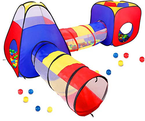 Opret Play Tent for Kids, 4 in 1 Pop Up Tent and Tunnels Foldable Playhouse Ball Pit for Toddler Crawling with Portable Zipper Storage Bag, Birthday Gift for Boys and Girls