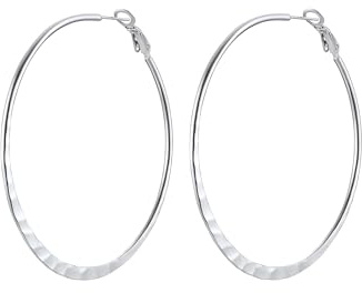 PROSTEEL Boucle d'Oreille Femme Créole 30mm/40mm/60mm/80mm Boucle d'Oreille Anneau Plat en Acier Inoxydable/Plaqué Or/Noir