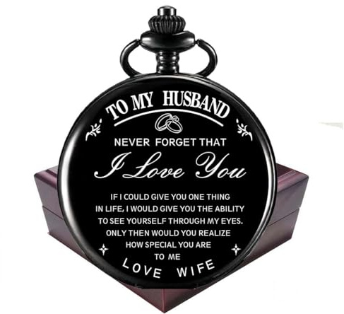 YEEHUA Gifts for Huaband from Wife Engraved Pocket Watch Birthday Anniversary Meaningful Year Gifts for Men(PXI002-1)