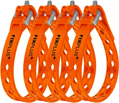 Fixplus Set med 4 Nano-remmar - Storlek: korta och smala - Knytremmar för att säkra, fixera, gruppera och dra åt - I specialplast med aluminiumspänne - 23 cm x 1,2 cm (orange)