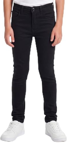 Spindle Boys Childrens Skinny Stretch Slim Fit Denim Jeans Adjustable Inner Waistband (9-10 Years, Black Skinny)