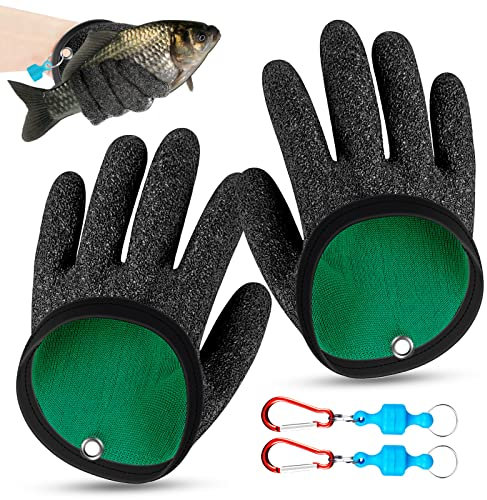 WZYTEU 1 Paar Angelhandschuhe, Wasserdicht Hecht Handschuhe für Den Sicheren Umgang mit Hecht, Wels, Zander, Austern, Krabbe, mit 2 Magnetic Buckle