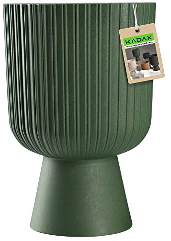 KADAX Blomkruka i kakform, växtkruka av plast i 2 storlekar, växtkrukor i 5 färger för balkong, terrass, fönsterbräda, pokal växtskål, ytterkruka (14 cm, grön)