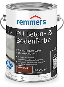 Remmers Vernice per pavimenti e cemento PU marrone rossiccio, 2,5 litri, colore cemento e pavimento, per pannelli in fibra di cemento/massetto/cemento, resilienti e resistenti agli agenti chimici