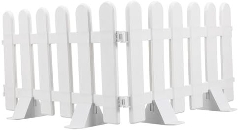 POPETPOP Lot de 2 panneaux de clôture à lattes - Clôture décorative en plastique blanc avec 4 socles - Clôture de jardin décorative pour véranda, cour, piscine