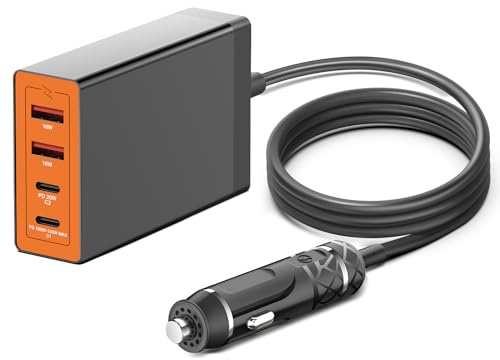 KFD 156W Ladestation 140W USB C Auto Ladegerät Zigarettenanzünder KFZ Netzteil für MacBook Air 13 15 M4 2025 2024 Pro 16 14 Surface Book 3 DC 12V-24V Laptop PKW PD3,1 Multi-Port-Laden Car Charger
