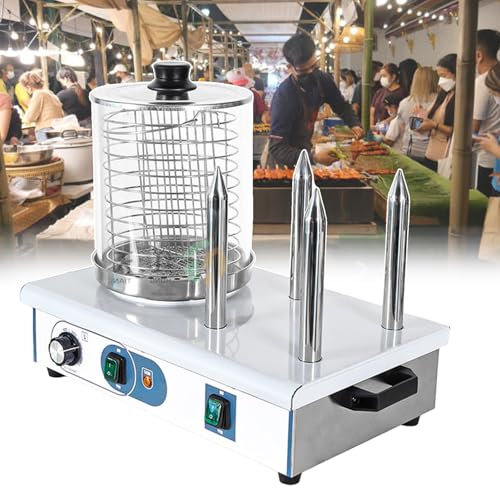forplubossmmp Calentador De Panecillos Y Perritos Calientes | Máquina para Hacer Perritos Calientes con Parrilla para Salchichas para El Hogar/Comercial | Coloque 15-20 Palos A La Vez 50-200℃,4-Stick