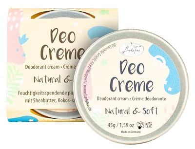 BadeFee - Crema desodorante vegana Natural & Soft (sin aroma neutro) 50 ml – Crema desodorante sólida con manteca de karité, aceite de coco y almendras sin sales de aluminio y pruebas en animales