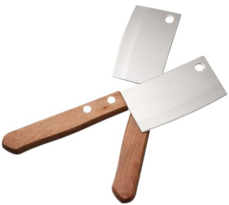 Ciieeo Couteau de Chef 2pcs en Acier Inoxydable et Bois, Argenté
