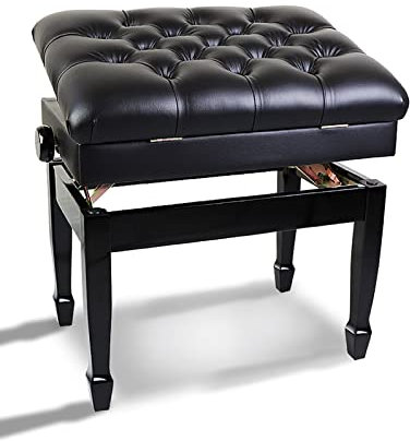 XFQZJG Tabouret de Piano en Similicuir réglable en Hauteur avec Compartiment de Rangement pour la Musique, avec de Beaux Pieds en Fer à Cheval