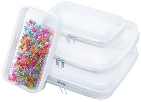 HAOTIAN-X Lot de 4 valises rigides avec fermeture éclair - Étui rigide transparent avec fermeture éclair - Sac cosmétique étanche - Organisateur de voyage portable pour jouets