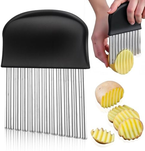 YUXIANLB Taglierina per verdure, grande taglio ondulato, facile da tagliare, in acciaio inox, per fritture, fritture e fritture, coltello manuale ondulato, per impasto, waffle, verdura, frutta