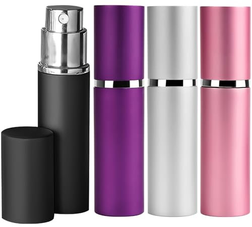 CKCSHI 4PCS Perfume Atomiser Spray Bottle, 10ML Mini Portable Spray Bottles, Refillable Refilling Travel Size Perfume Bottles Travel Must Haves, Mini Perfume Refill Bottle for Pocket, Handbag