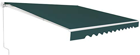 FantASK Markis justerbar 5–35° vinkel, solmarkis med ett långt vevhandtag, UPF50 terrassmarkis 300 x 250 cm (grön)
