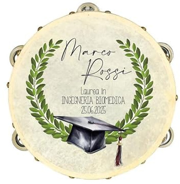 6 Tamburelli 10 cm Personalizzati con nome per Matrimonio Idea Regalo Damigelle Sposi Bomboniere Segnatavoli Decorazioni Segnaposti Addio al nubilato laurea