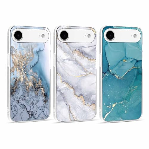 Xylota 3-pack mobiltelefonfodral för iPhone Air/iPhone 17 Air 6,5 tum, transparent moderiktigt fodral med estetiskt marmormönster, mjukt silikon, ultratunt, TPU, stötsäkert och reptåligt