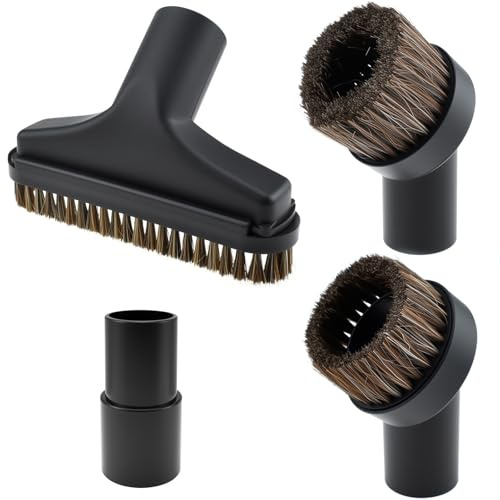 BaYiToo 4Pcs Vacuum Attachments, 5.9 Inch Floor Brush 1-1/4 to 1-3/8 Inch Adapter, 25mm & 36mm Shop Round Dust Brushes for Standard Hose