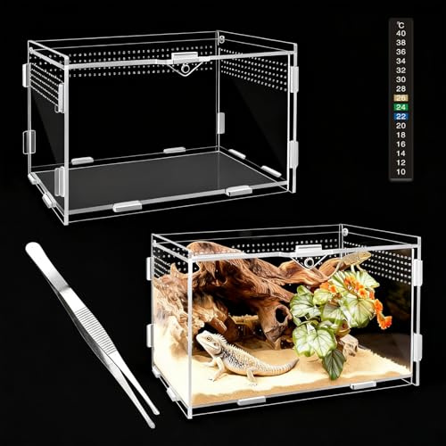 ZHITENG 360°Terrarium à Escargots en Acrylique, 20x12x12cm Vivarium (A) | Terrarium Acrylique Transparent, Cage D'élevage de Reptiles Respirante, Cage D'élevage en Plastique pour Lézard, Mille Pattes