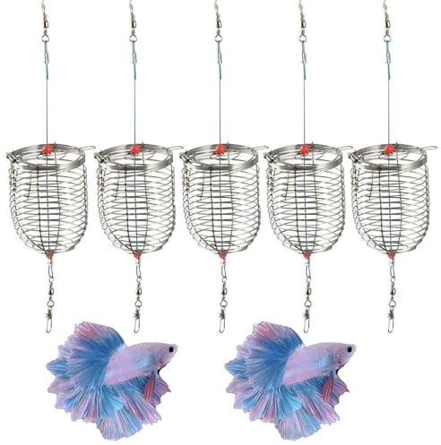 5 unidades de cesta de alimentación para pesca, juego de cesta de cebo, jaula de cebo de acero inoxidable, cesta de alimentación de acero inoxidable, forma de jaula, accesorios de pesca, cesta para