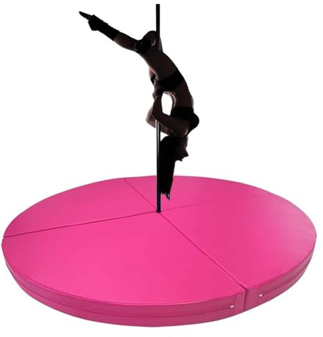 Stavdansmatta, tjock rund pol, kraschmatta, vikbar skalstång, säkerhetskudde, 3 cm tjock fallskyddsmatta för stångdans (rosa, 199 x 3 cm)